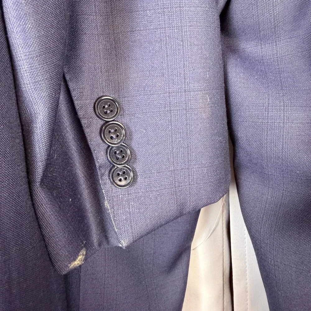 Canali 1934 Mens Blue Wool Windowpane Two Button Suit Made in Italy 1040